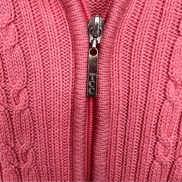 Vintage Tradition Country Collection Pink Cable Knit Full Zip Sweater Size XL - Picture 4 of 11